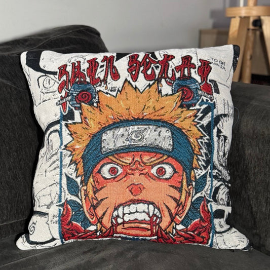 Nine Tails Naruto Hand-Woven Tapestry Cushion Case, Anime Pillow Cover