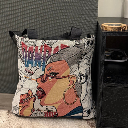 Granny Seiko Woven Tapestry Tote Bag