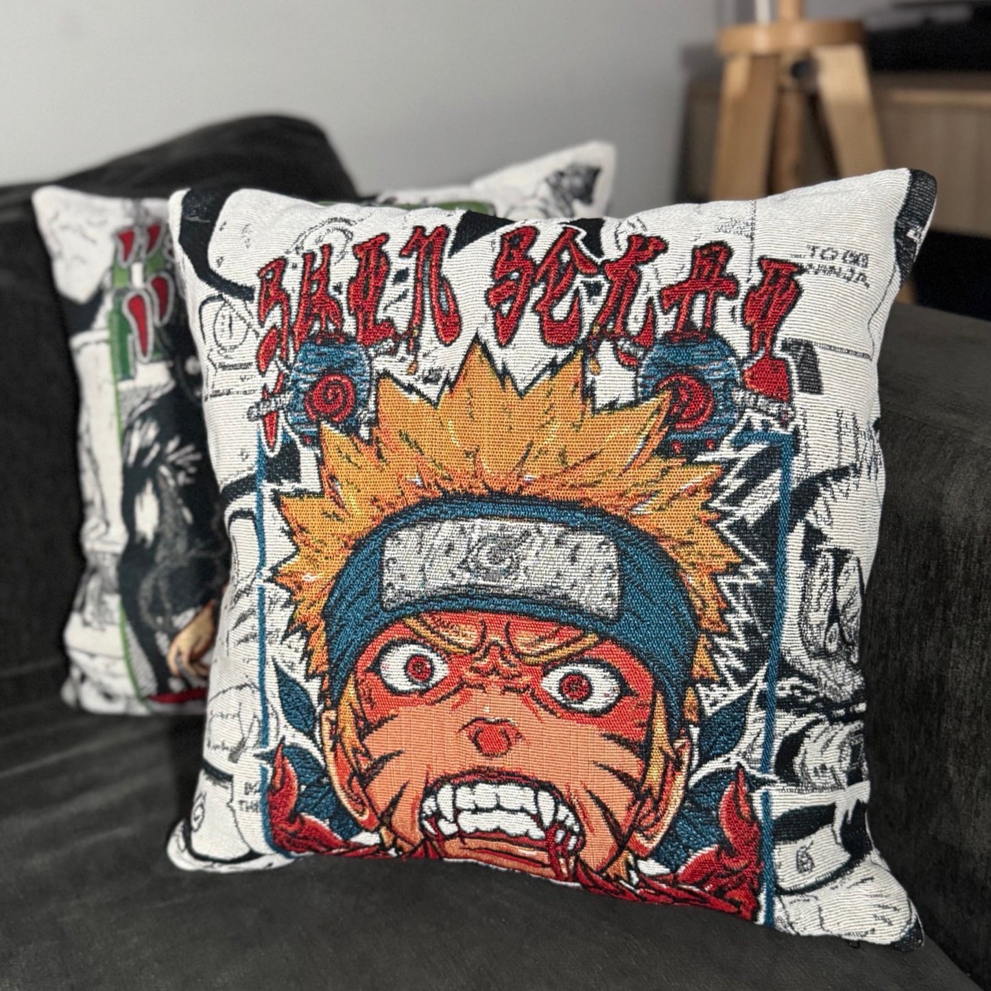 Nine Tails Naruto Hand-Woven Tapestry Cushion Case, Anime Pillow Cover