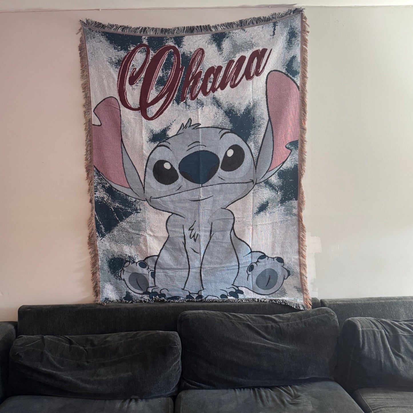 Stitch Cartoon Hand Woven Cozy Rug | Manga Tapestry Throw | Suitable As Blanket