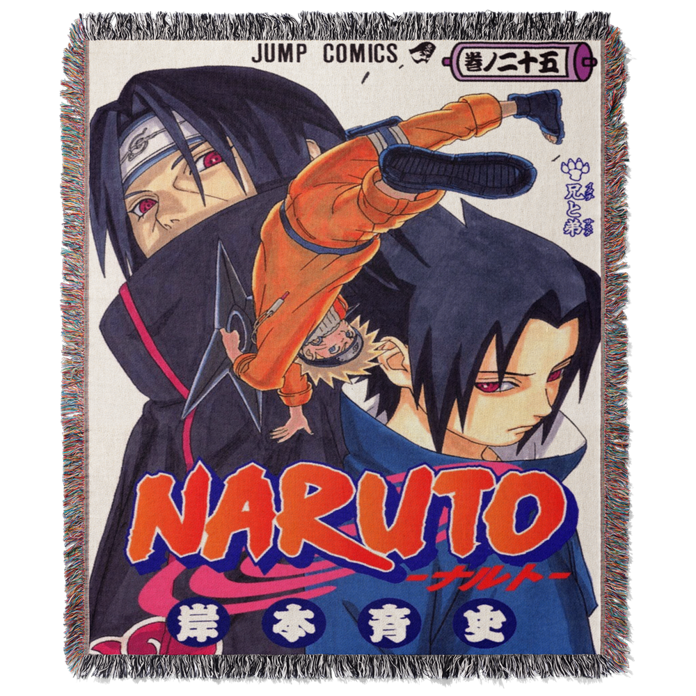 Naruto Sasuke Itachi Hand Woven Cozy Rug | Manga Tapestry Throw | Suitable As Blanket