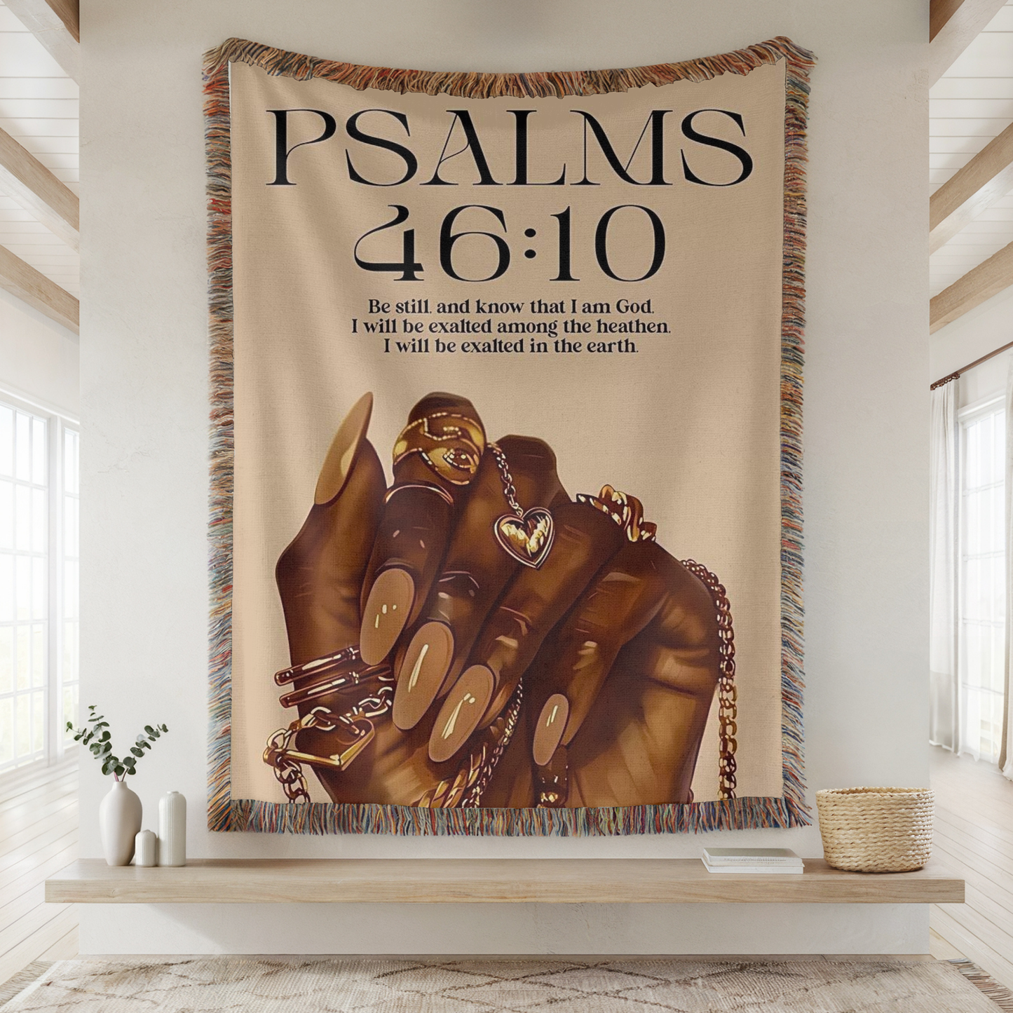 Psalms 46:10 Hand Woven Tapestry, Blanket, Rug