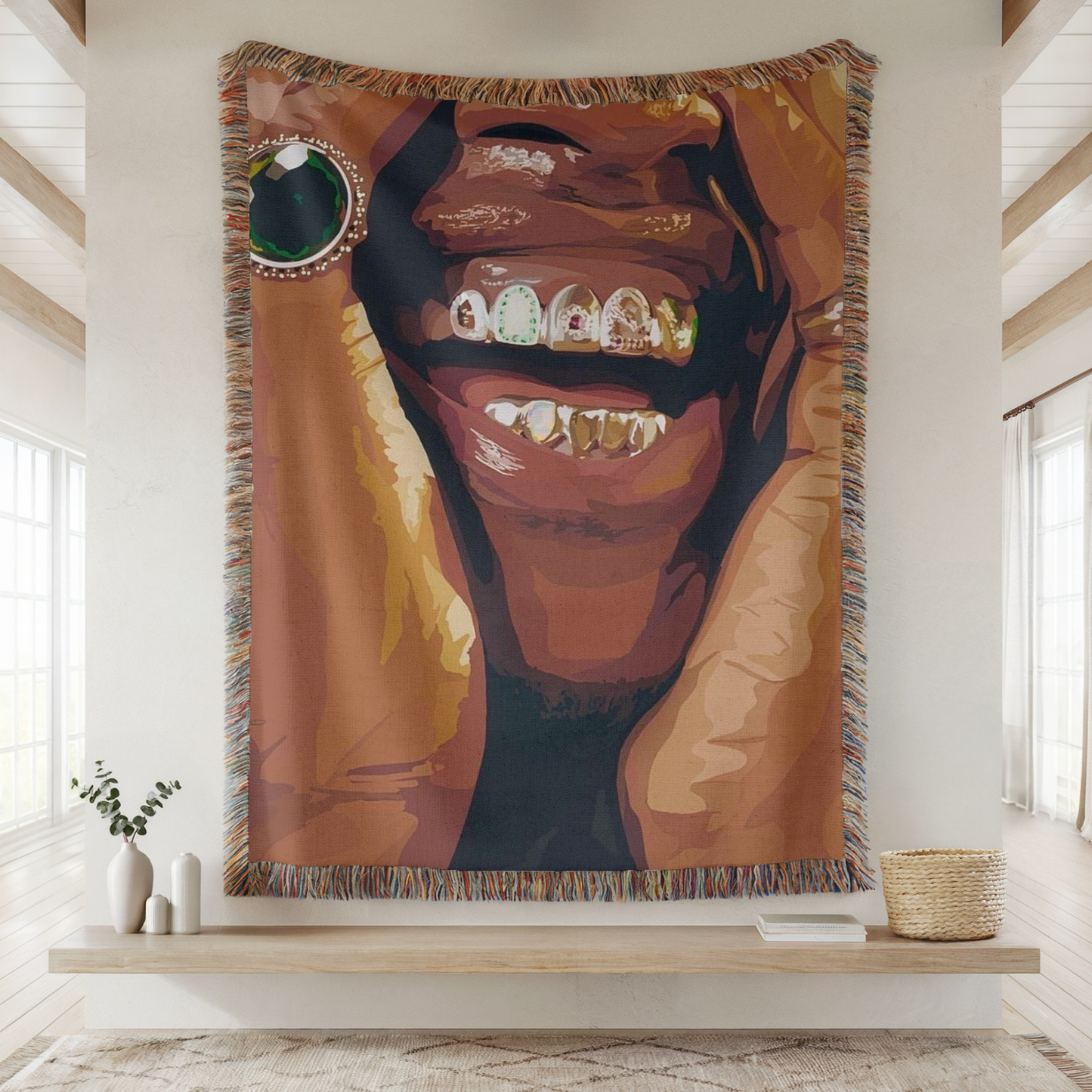 Men Grillz Emmy Hand Woven Tapestry, Blanket, Rug