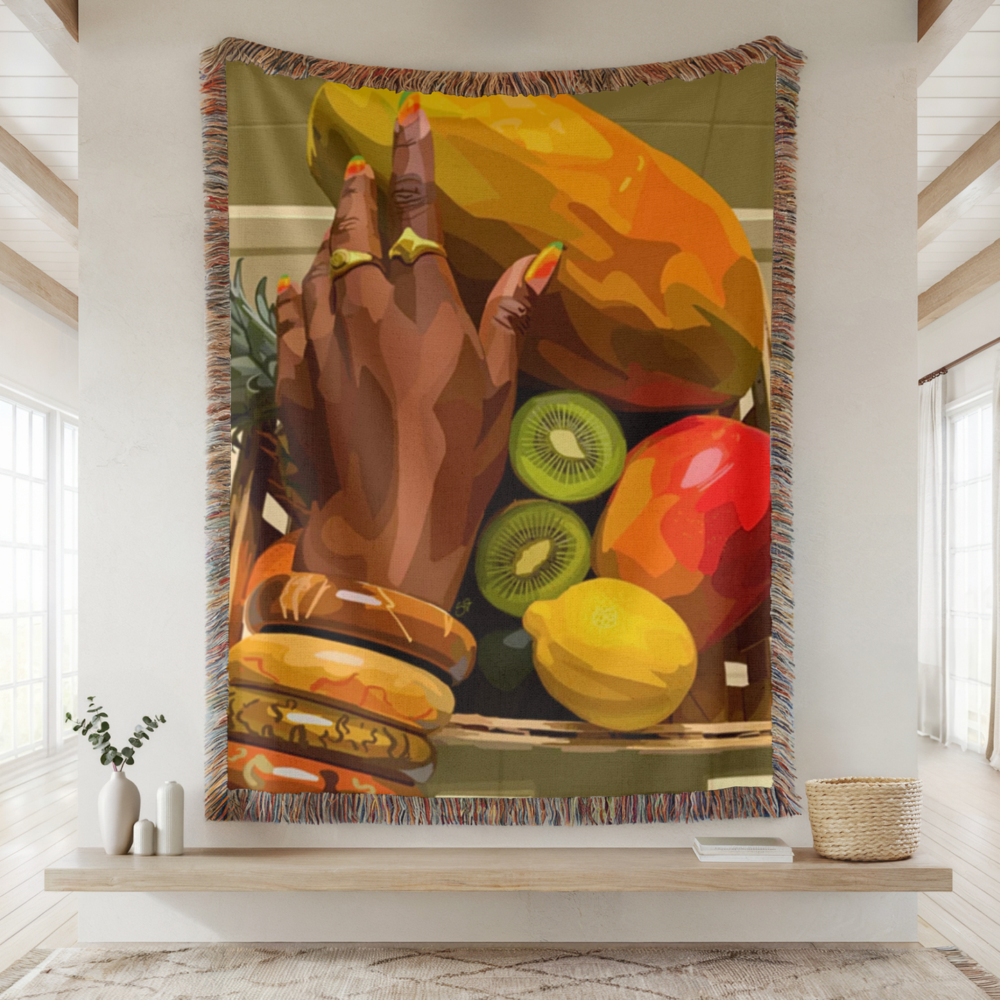 Fruits Hand Woven Tapestry, Blanket, Rug