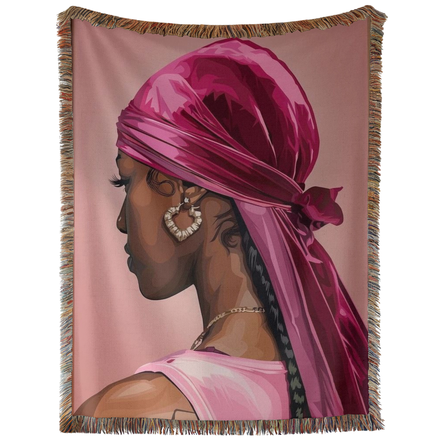 Pink Durag Hand Woven Tapestry, Blanket, Rug