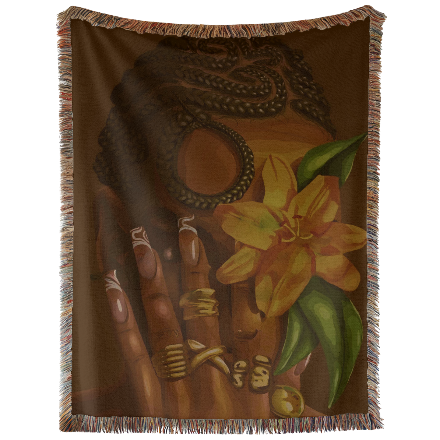 Yellow Flower Hand Woven Tapestry, Blanket, Rug