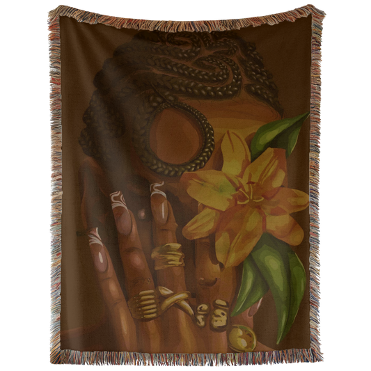 Yellow Flower Hand Woven Tapestry, Blanket, Rug