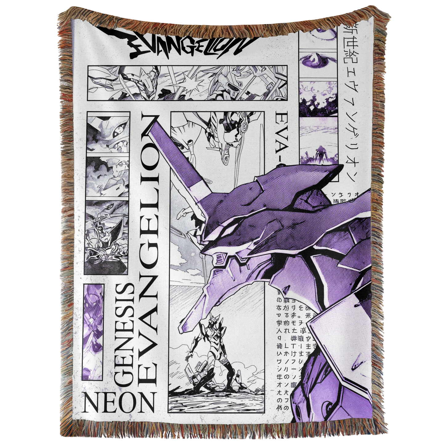 Purple EVA-01 Hand Woven Tapestry, Blanket, Rug
