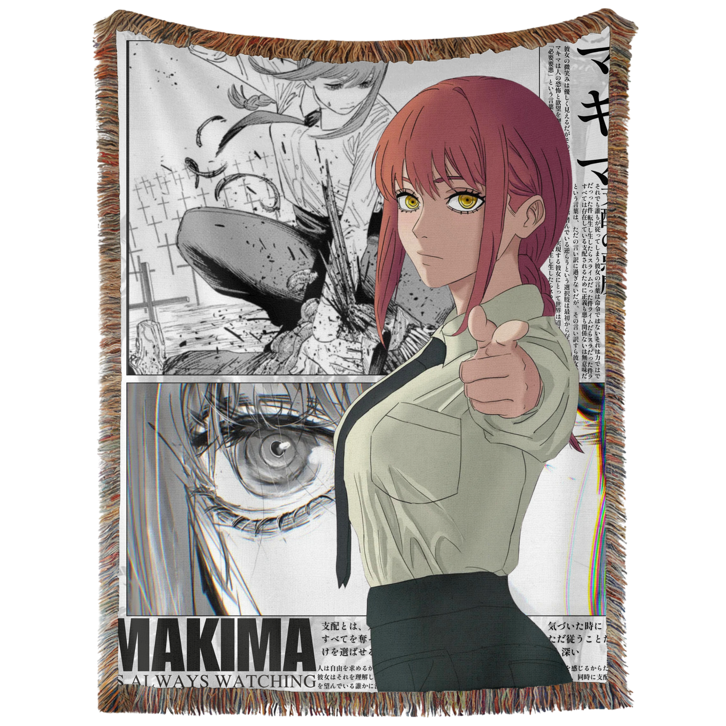 Makima Hand Woven Tapestry, Blanket, Rug