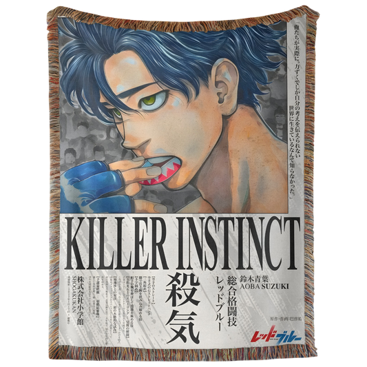 Red Blue Manga Movie Woven Tapestry, Blanket, Rug