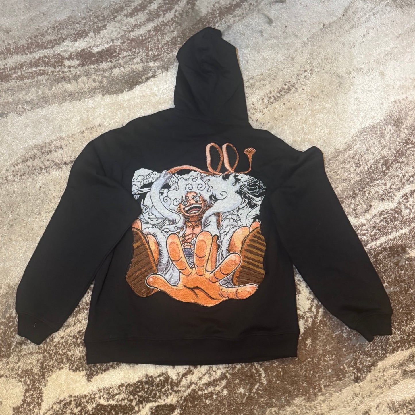 Gear 5 Luffy Patchwork Hoodie – Back Tapestry Art