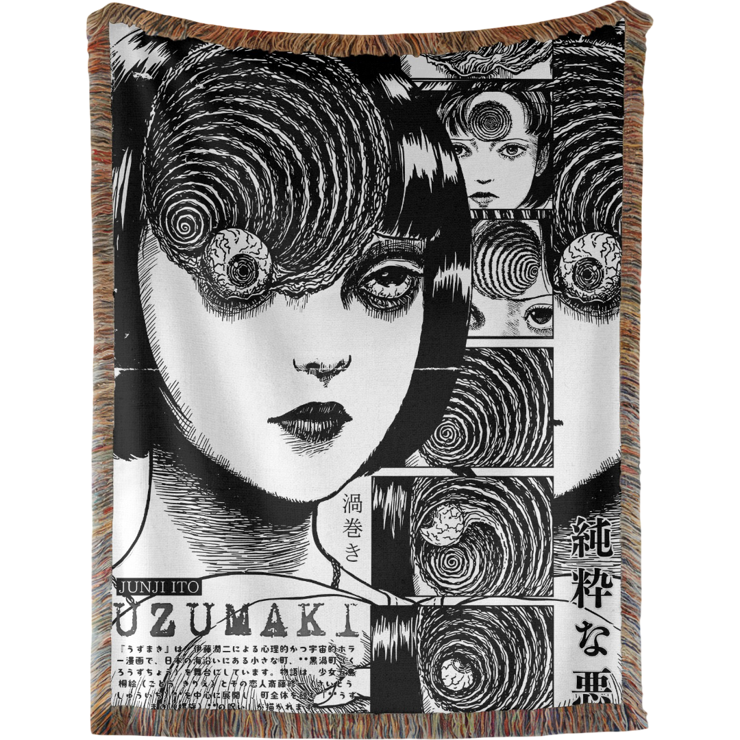 Uzumaki Spirals Woven Tapestry, Blanket, Rug